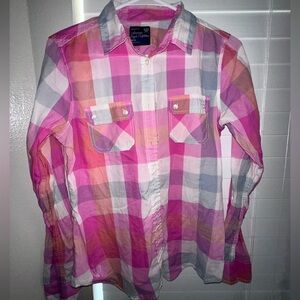 American Eagle Pink Plaid Women's Shirt size M EUC